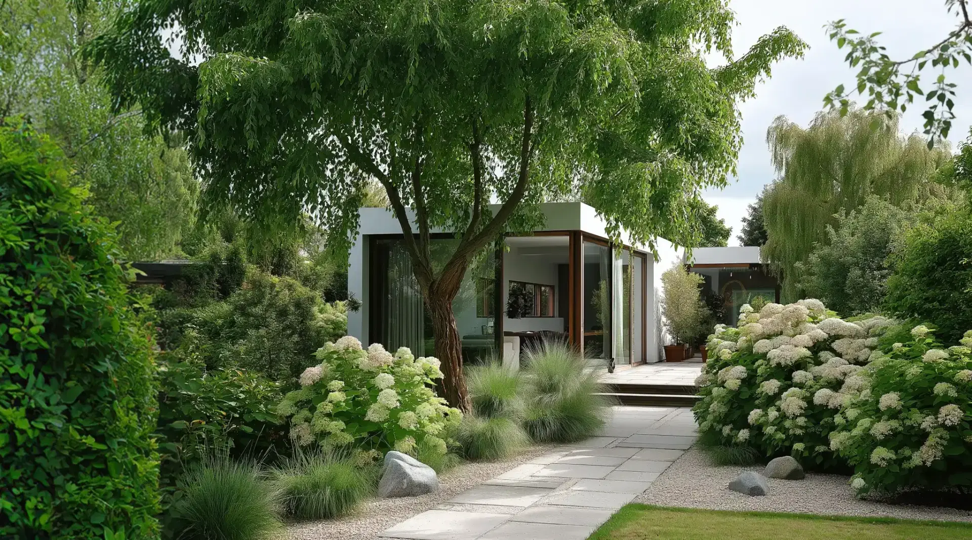 Moderne Villa mit puristischer Architektur und großzügiger Gartenanlage